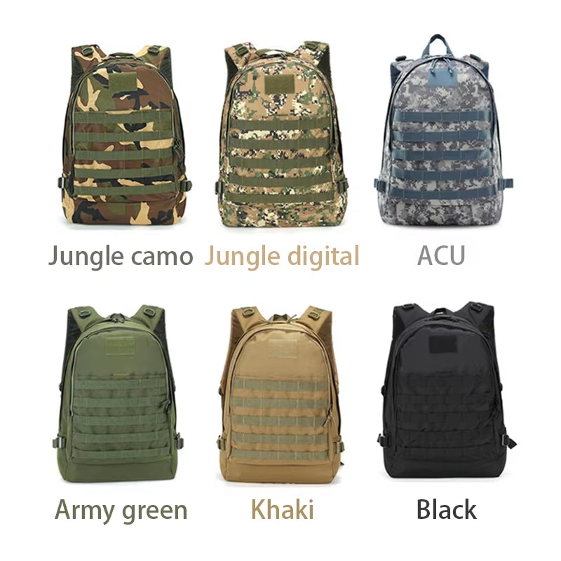 PUBG-Inspired Level 3 Tactical Backpack – Men’s Military Camo 3D Outdoor Hiking & Travel Pack Bl053