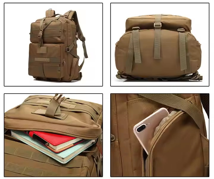 Large Tactical 3P Assault Backpack – Military Camo Waterproof Hiking Pack for Outdoors BL068